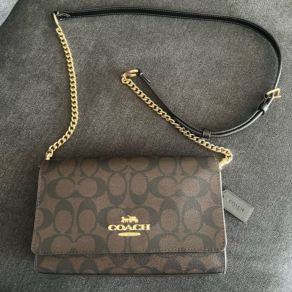 Coach flap clutch crossbody in signature canvas